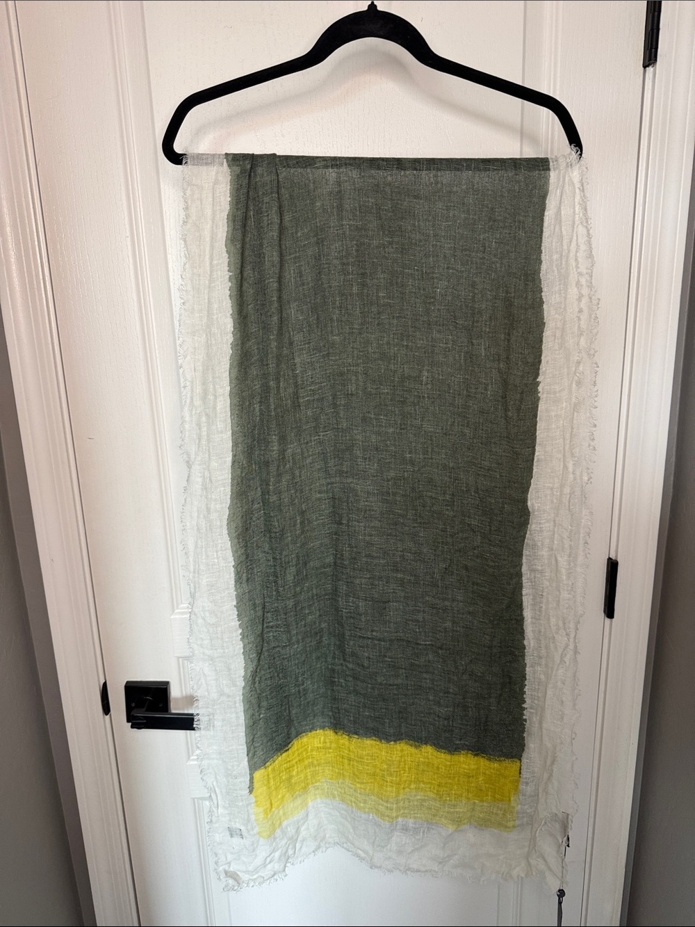 Olive, White & Yellow Lightweight 100% Linen Wrap